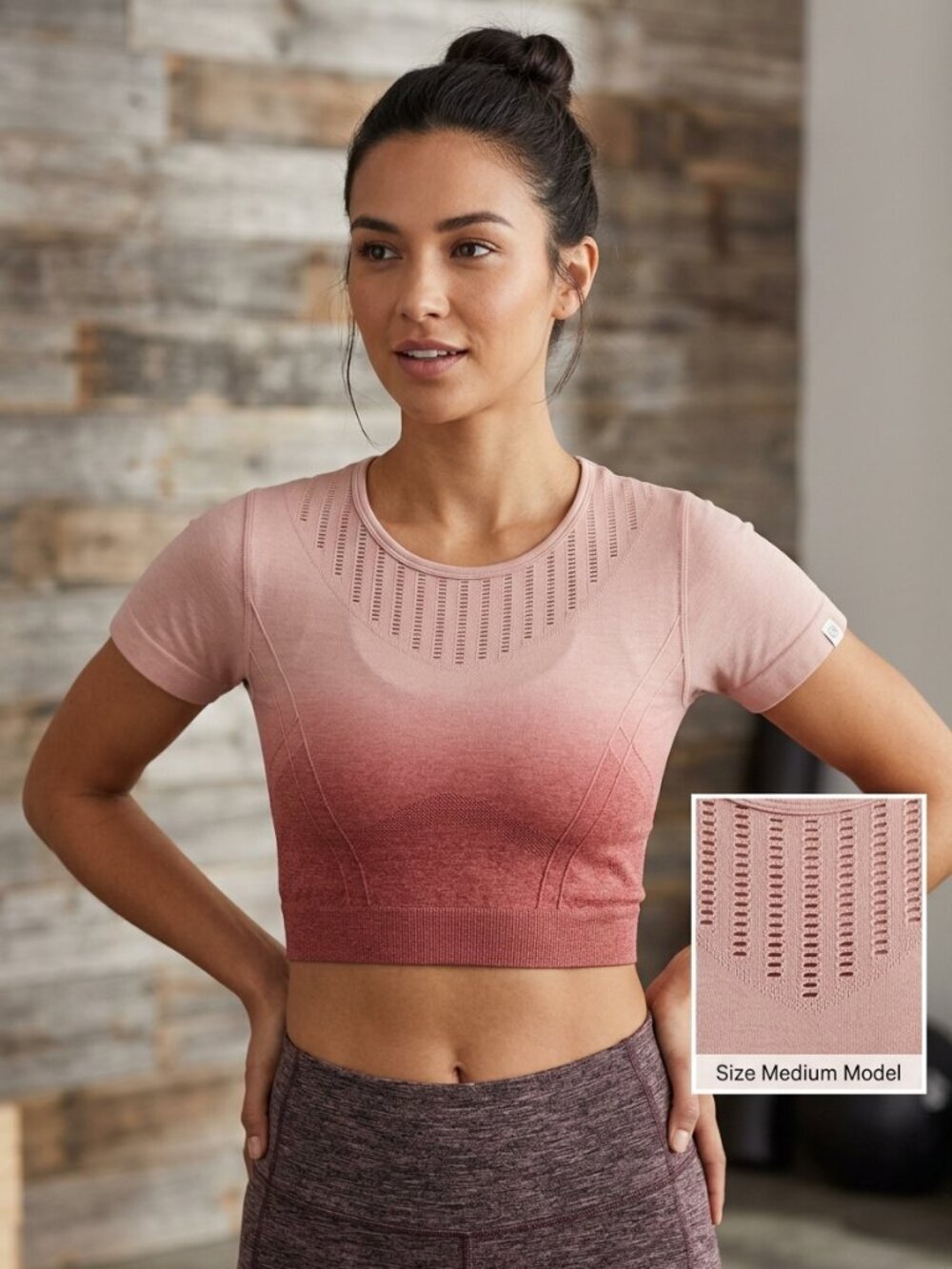 pink Ombre Size Med Cropped Activewear top/bra with bust padding